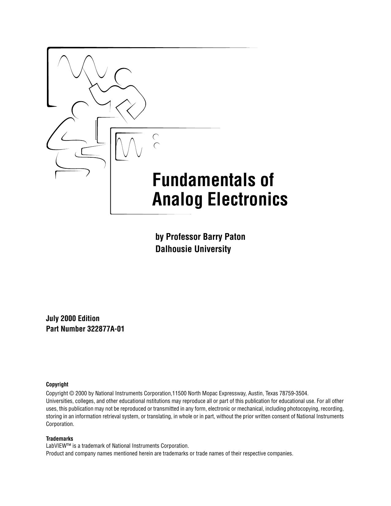 Fundamentals of Analog Electronics