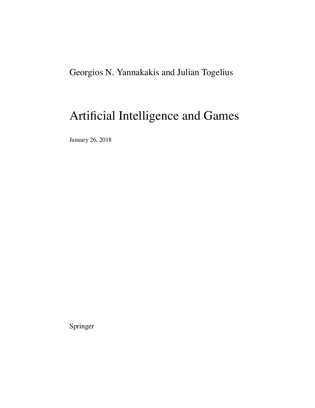 Artificial Intelligence and Games