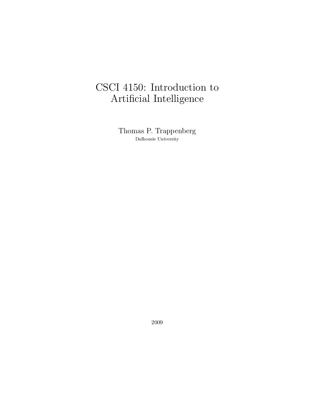 CSCI-4150 Introdcution to Artifical Intelligence