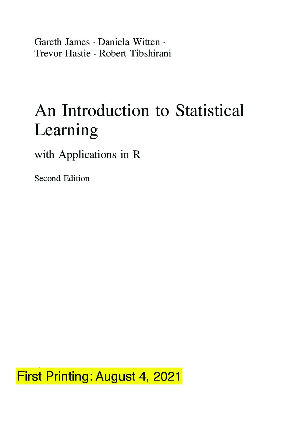 An Introduction to Statistical Learning with Applications in R