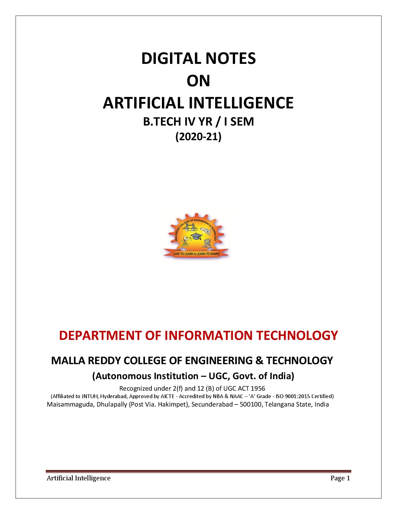 (R17A1204) Artificial Intelligence