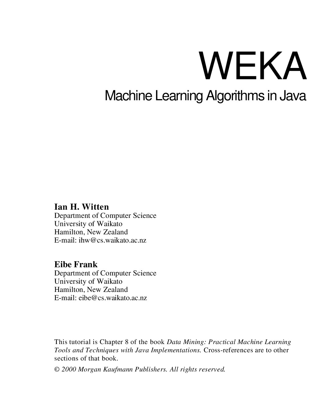 Machine Learning Algorithms in Java