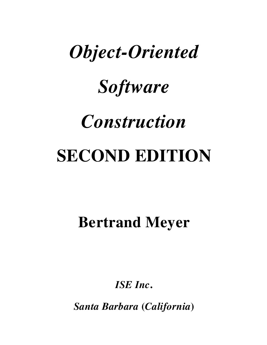 Object-Oriented Software Construction