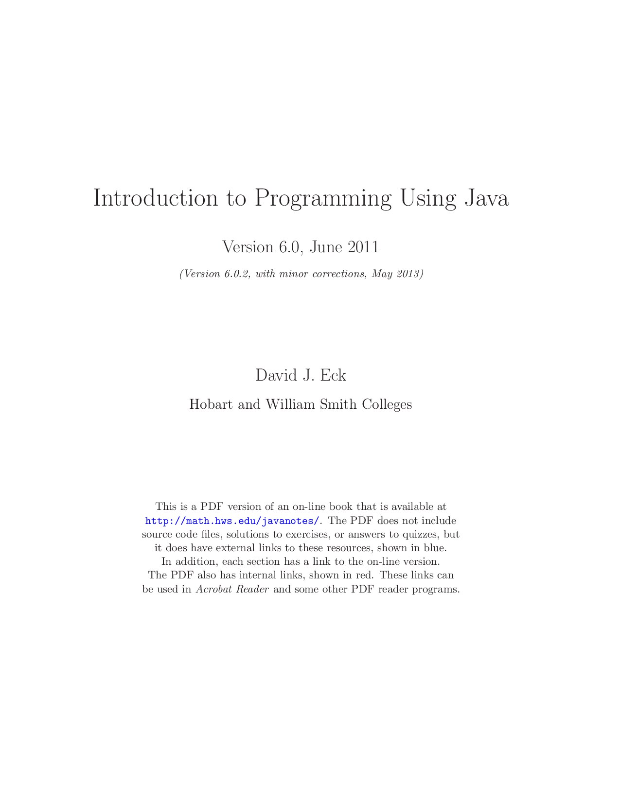 Introduction to Programming using Java  2011