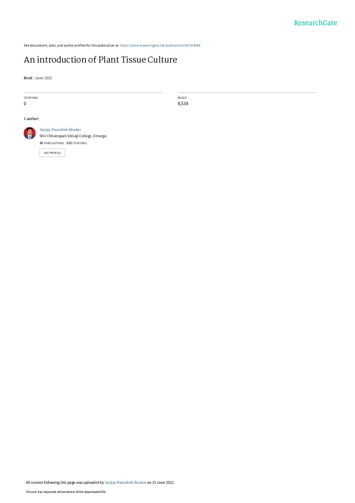 An Introduction to Plant Tissue Culture