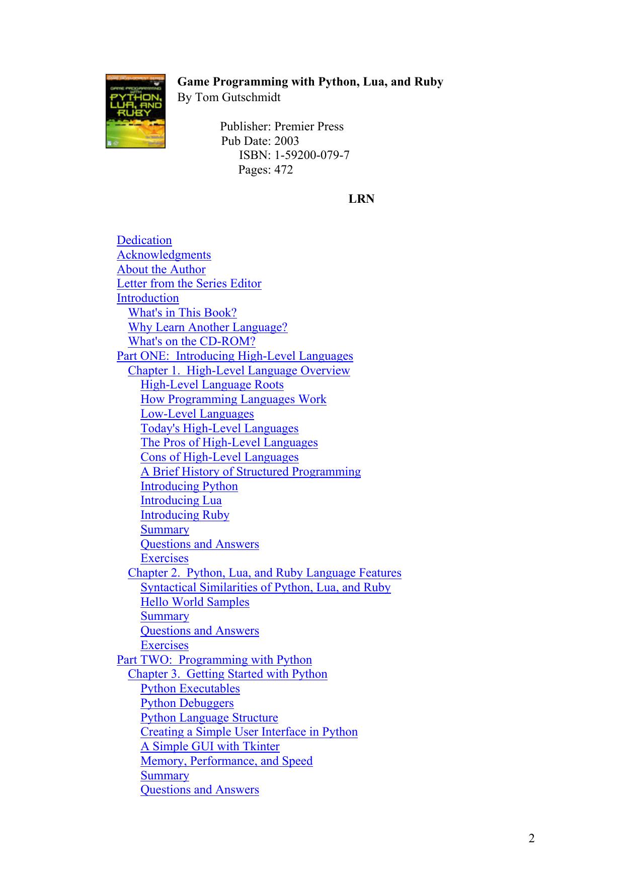 Game Programming with Python, Lua, and Ruby (2003)