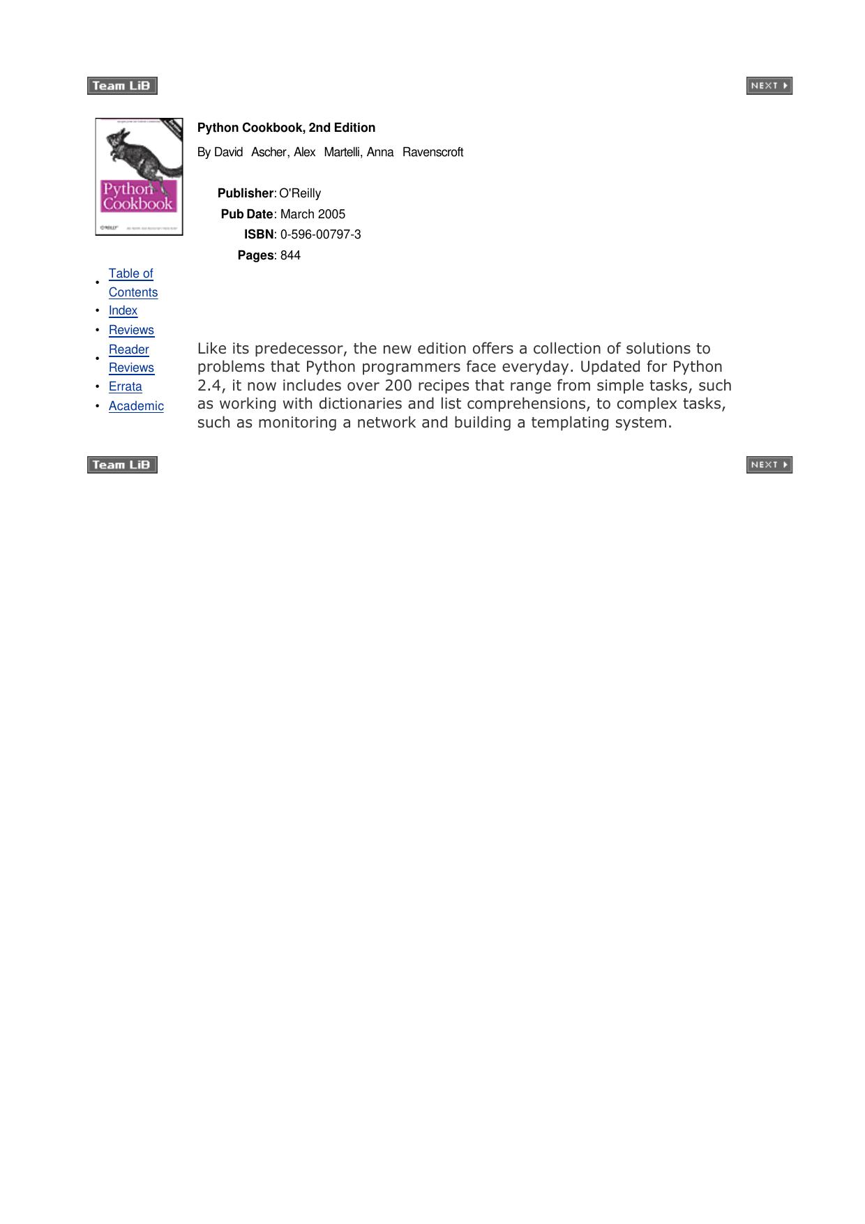 Python Cookbook, 2nd Edition (2005)