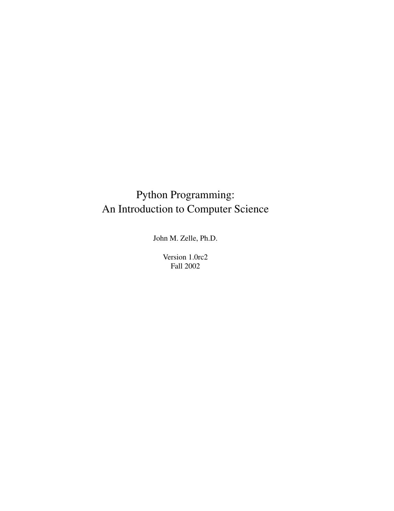 Python Programming - An Introduction to Computer Science